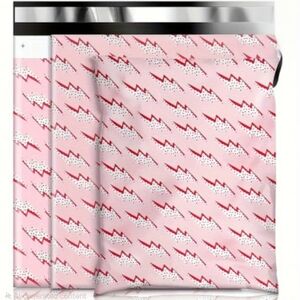 Ten 10x13 Pink and Red Lightning Bolt Poly Shipping Bag